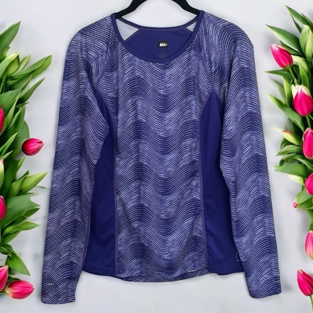 REI Purple and White Reflective Running Jogging Athletic Top Size S‎